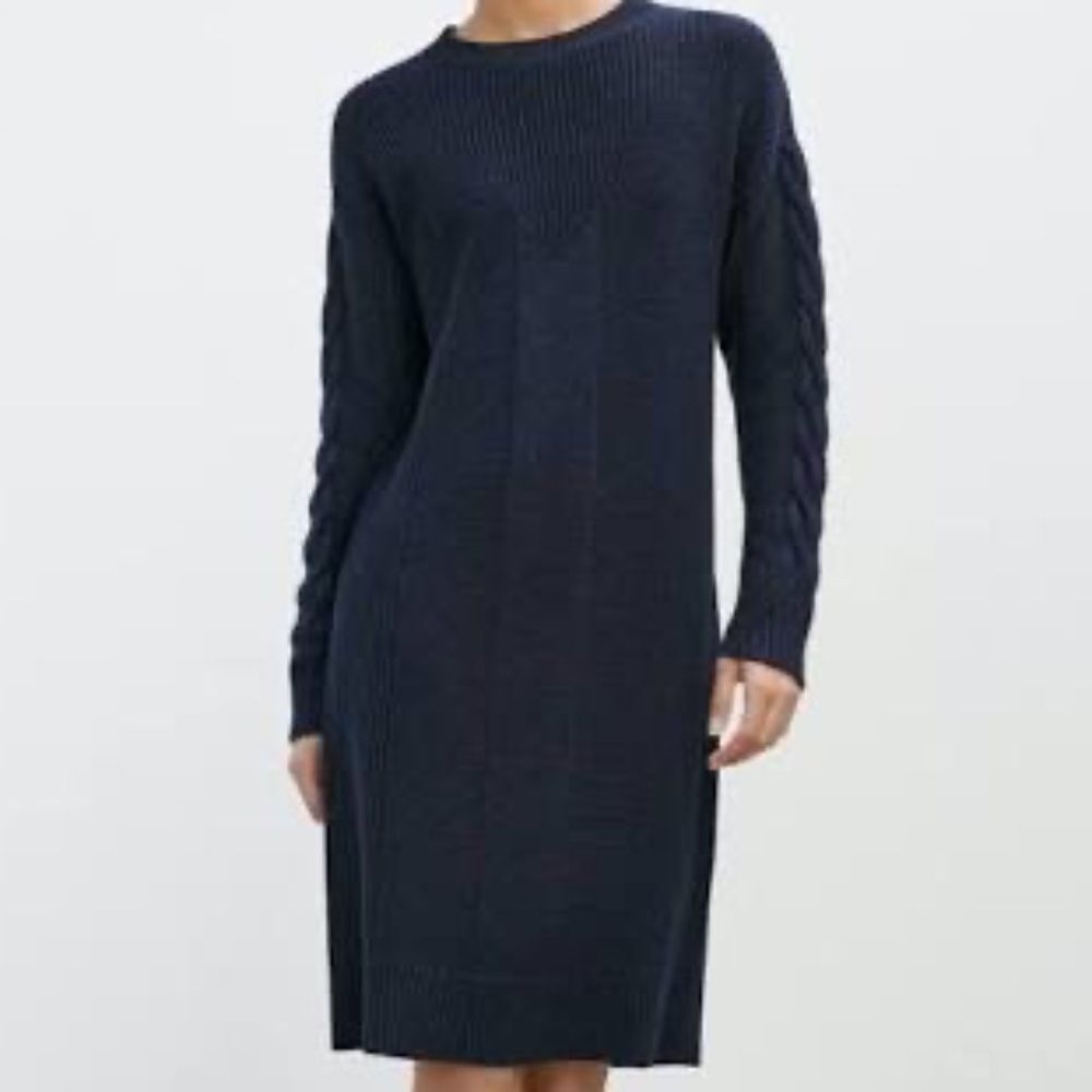 Wrap London Plain Knit Wool/Alpaca Blend Deep‎ Indigo Sheath Dress Sz 4